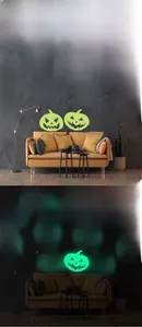 Stickers muraux citrouilles d'Halloween fluorescents avec contraste jour et nuit