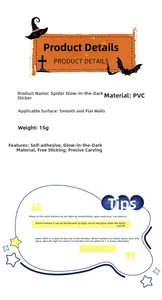 Detailed specifications of PVC luminous spider wall stickers for Halloween home decoration