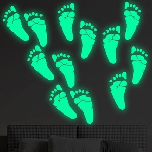 Stickers Muraux Empreinte Halloween Lumineux PVC Glow In The Dark Décalcomanies Sol Pour Chambre Enfants Lit Halloween Fête Décor