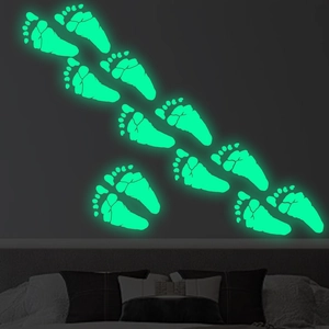 Stickers muraux empreintes lumineuses avec effet vert brillant pour la chambre
