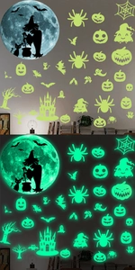Autocollants muraux Halloween lumineux avec effet fluorescent vert dans le noir