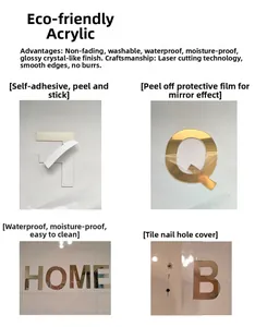 Detailed views of laser-cut acrylic mirror wall stickers with self-adhesive backing