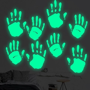 Halloween Leuchtende Handabdruck Wandaufkleber Leuchten Im Dunkeln Gruselige PVC Handflächen Abziehbilder Für Kinderzimmer Party