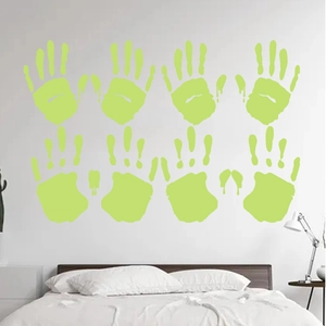 Leuchtende grüne Handabdruck-Wandaufkleber für Halloween-Deko, 8-teiliges Set