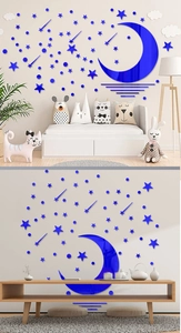 Stickers muraux miroir acrylique étoile et lune pour chambre d'enfant et salon chic