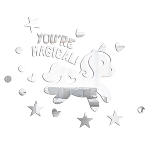 Close-up of You're Magical unicorn mirror wall stickers with stars and hearts