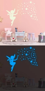 Leuchtendes Feen-Wandtattoo-Set mit Sternen und Punkten für ein traumhaftes Kinderzimmer