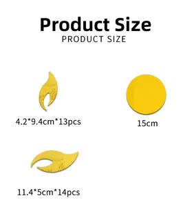 Detailed dimension guide for sunflower mirror wall stickers featuring three geometric shapes