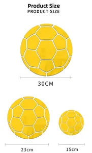 Tableau des tailles des stickers miroirs foot : diamètres 15cm, 23cm et 30cm