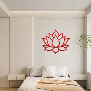 3D red lotus flower acrylic mirror wall sticker for modern bedroom home decoration