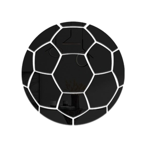 Détail des stickers muraux football miroir noir brillant sur fond blanc épuré