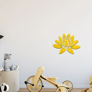 Modern lotus acrylic mirror wall stickers in yellow for home living room wall decor