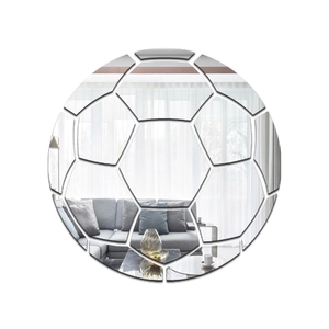 Sticker mural miroir ballon de foot moderne avec carreaux géométriques pour la décoration