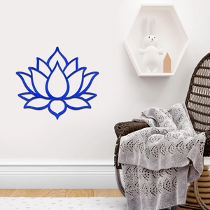 Modern blue lotus flower acrylic mirror wall sticker for living room home decor