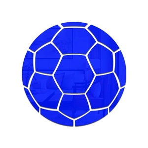 Détail de l'autocollant miroir mural en acrylique bleu en forme de ballon de football