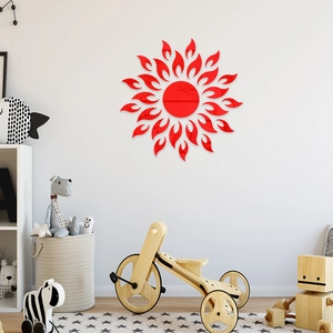 Creative red sun flower mirror wall sticker for home living room decor