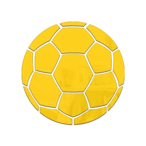 Détail de stickers muraux miroirs de football hexagonaux jaunes pour la décoration de chambre