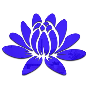 Detailed macro of purple acrylic lotus mirror wall sticker with reflective surface