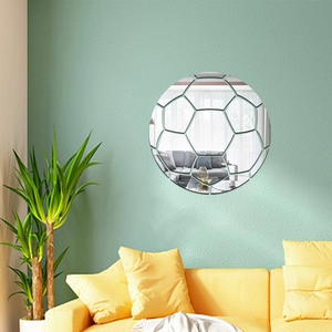 Sticker Mural Miroir Football Créatif Acrylique 3D Football Stickers Muraux pour Chambre d'Enfant Salon Décoration Maison