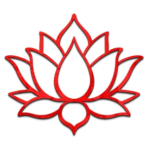 Detail of red acrylic lotus wall sticker with smooth mirror finish and symmetrical design