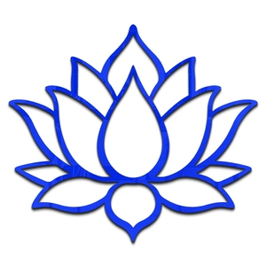 Detailed blue acrylic lotus mirror wall sticker with symmetric floral pattern for home decor