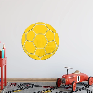 Sticker mural miroir football jaune réfléchissant pour décoration de chambre d'enfant