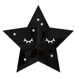 Detail of star-shaped mirror wall sticker with sleeping eye and star patterns