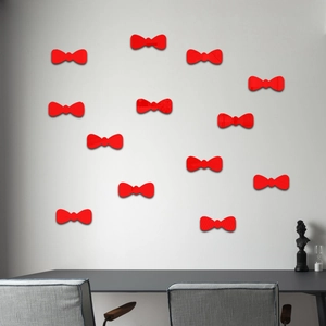 Modern 3D red bow-knot mirror wall stickers set for children's room decoration
