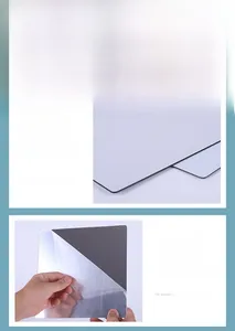 Macro detail of safe polished edges and protective surface film on acrylic mirror sheet