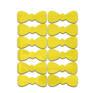 Pack of 12 yellow bowtie mirror wall stickers with waterproof acrylic surface for decor