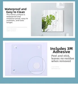 Detail of 2mm thick acrylic mirror wall sticker with waterproof 3M adhesive backing