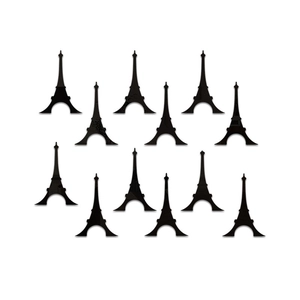 Set of 12 black Eiffel Tower wall decals in acrylic material for home wall decoration
