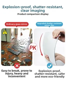 Comparison showing shatterproof flexible acrylic mirror vs broken glass for safety