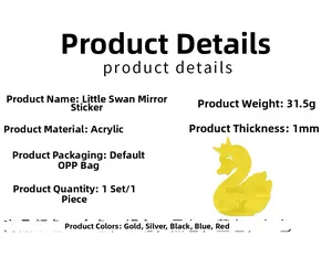 Detailed specifications of the acrylic swan mirror wall sticker with material and size info