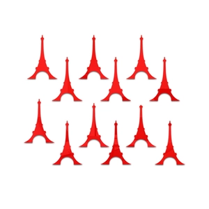 Set of 11 glossy red Eiffel Tower acrylic wall stickers for creative home decoration