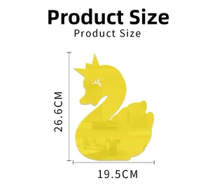 Detailed dimension guide for swan acrylic mirror wall sticker measuring 26.6cm by 19.5cm