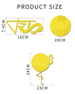 Detailed size chart for crane and flamingo acrylic mirror wall stickers with measurements