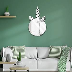 Sticker Mural Miroir Licorne Acrylique 3D Décalcomanie Miroir Dessin Animé DIY Décoration de Surface pour Chambre d'Enfant Salon