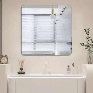 Frameless 2mm acrylic wall mirror with rounded corners for bathroom or dressing area