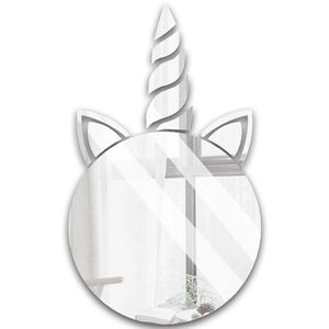 Stickers miroir licorne décoratifs pour chambre d'enfant avec surface acrylique argentée