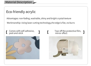Detail showing self-adhesive acrylic mirror wall stickers with silver finish