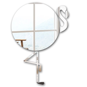 Detailed close-up of flamingo mirror wall sticker showing high-reflective acrylic finish
