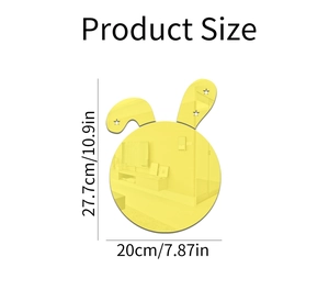 Detailed size view of bunny acrylic wall mirror with star cutout 27.7cm by 20cm