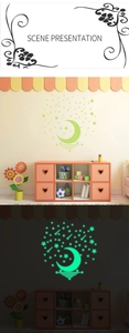 Glow in the dark moon and stars wall stickers for kids bedroom decor scene view