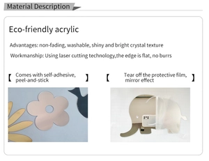 Detailed guide of eco-friendly acrylic wall stickers showing laser cut mirror edges