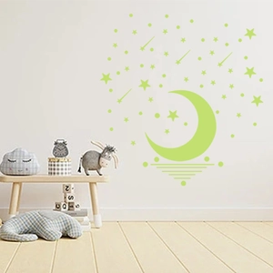 Luminous moon and stars wall stickers for kids bedroom glow in the dark DIY decor