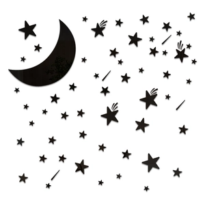 DIY acrylic mirror wall stickers set with moon and stars for home decoration