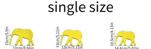 Size chart for cartoon elephant acrylic mirror wall decals with precise measurements