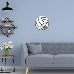 Modern volleyball acrylic mirror wall sticker reflecting a stylish living room scene