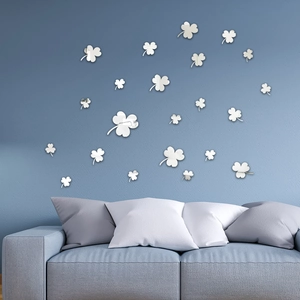 3D Acrylic Mirror Wall Sticker Clover DIY Self Adhesive Decal For Living Room Bedroom Modern Home Background Wall Decoration